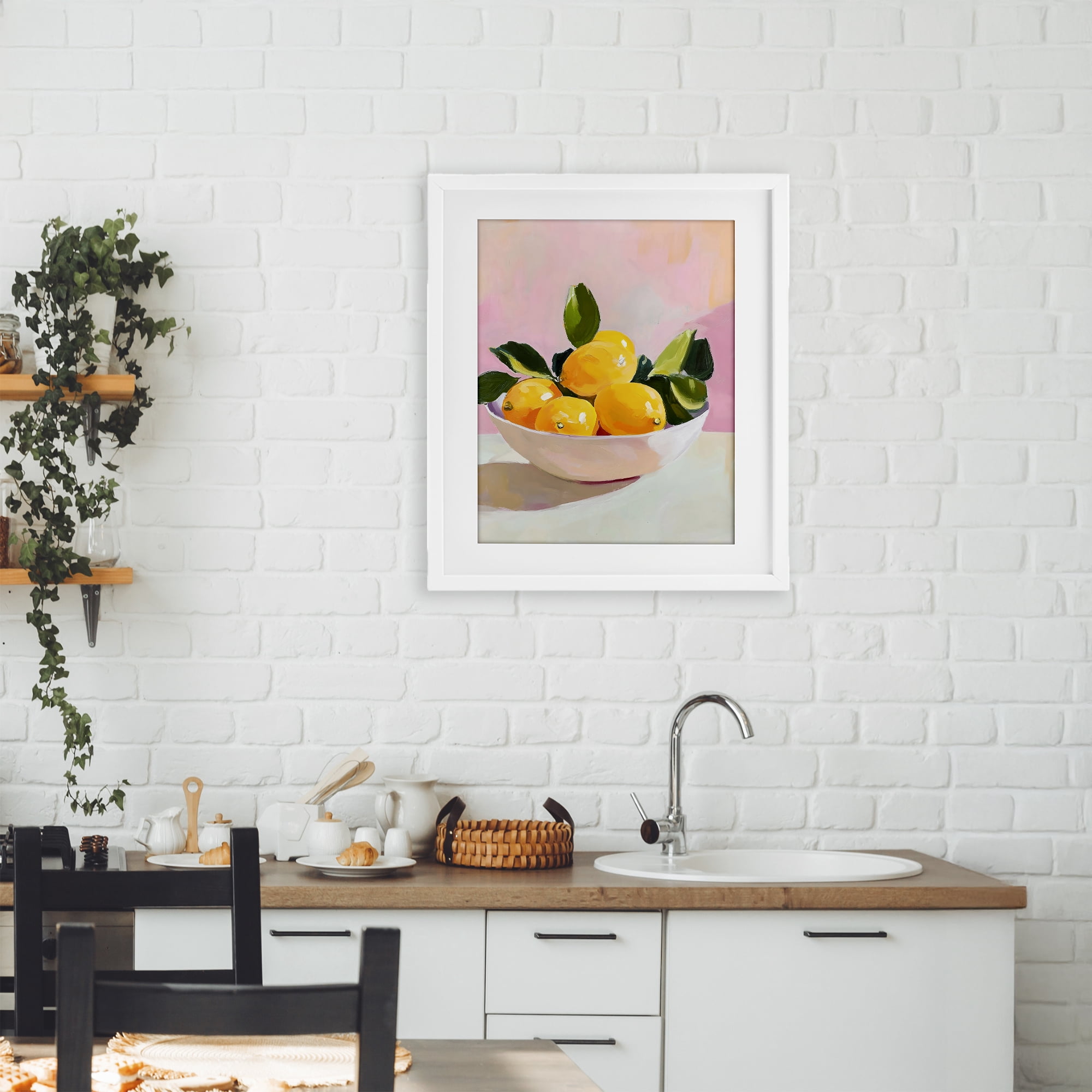 Stupell Industries Bowl of Lemons in Sunlight White Framed Print Under Glass, design by The Prints Vibe