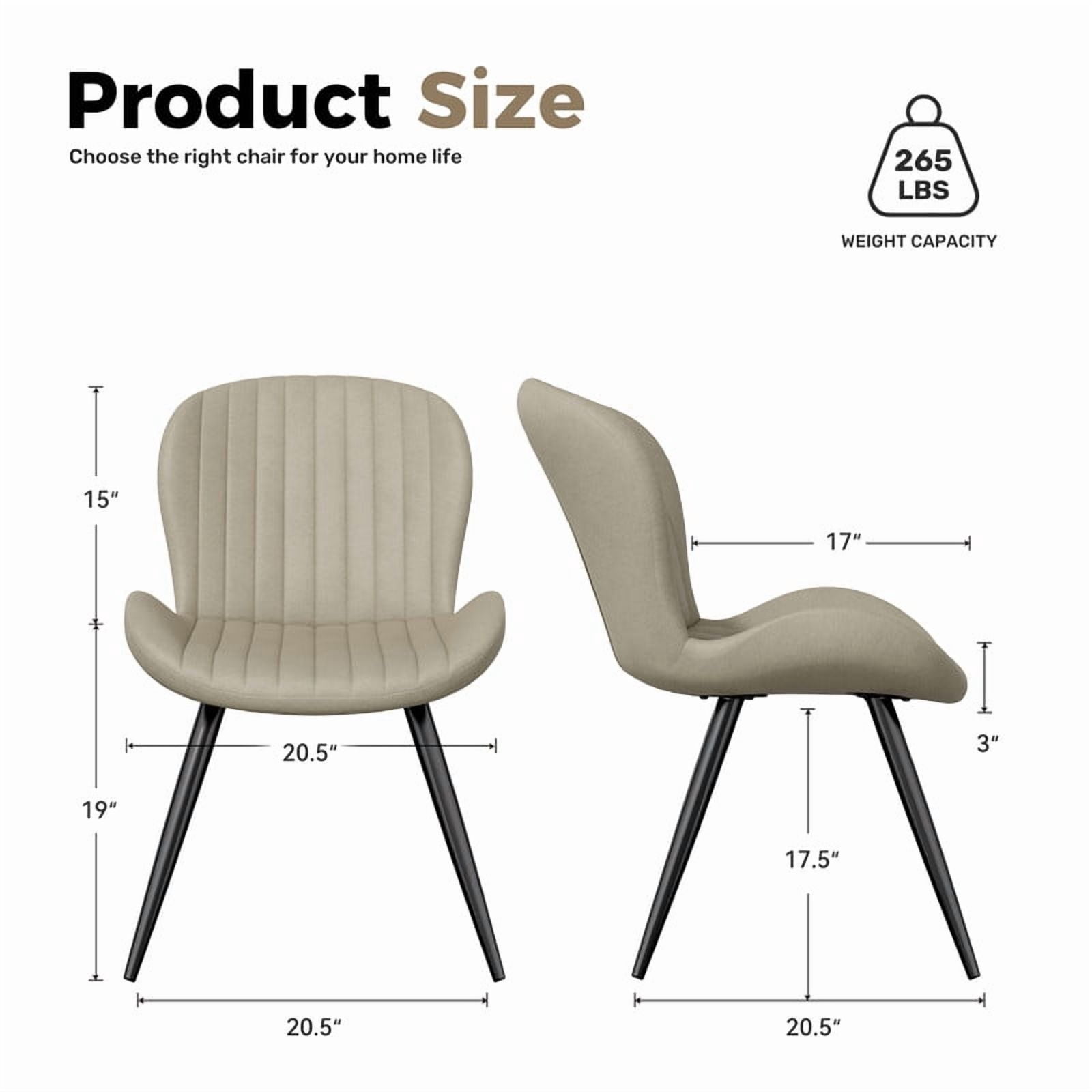 Daluvenix Modern Dining Chairs Set of 4 Upholstered Comfy Fabric Kitchen & Dining Room Chairs with Metal Legs & Thick Cushions for Living Room, Beige