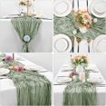 thumbnail image 4 of 3Pcs Green Cheesecloth Table Runner 3 x 10FT with Streamers Hemp Ropes Boho Vintage Gauze Table Cloth Bulk Rustic for Wedding Reception Party Baby Shower Birthday Table Decor, 4 of 12