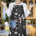 thumbnail image 5 of Black and White Halloween Elements Pattern Apron-Garden Aprons for Women with Pockets-Cotton Linen Waterproof Kitchen Cooking Gardening Aprons Adjustable for Kitchen,Cooking,BBQ and Salon 33"x27", 5 of 7