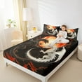 thumbnail image 4 of Feelyou Black White Dragon Queen Sheet Sets, Red Moon Volcano Flame Flat Sheet, Wild Animal Wildlife Queen Fitted Sheet for Boys, Kids Room Decor, 4 of 7