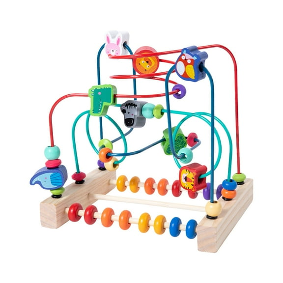 FastXmas Multifunctional Game Wooden Toys for Toddlers, Bead Maze Toy for Toddlers, Educational Counting Learning Circle Toys for Kids, Classic Gifts for Boys Girls Baby