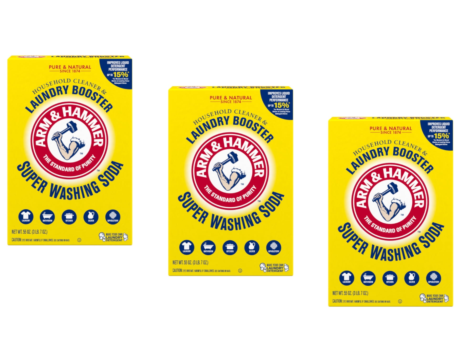 Arm & Hammer Super Washing Soda Laundry Booster, 55oz. Pack of 3