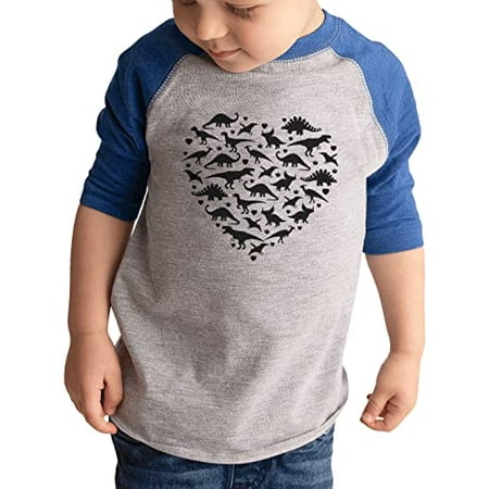 

7 ate 9 Apparel Kids Dinosaur Heart Shirt - Dino Lover Gift Blue Shirt 12 Months