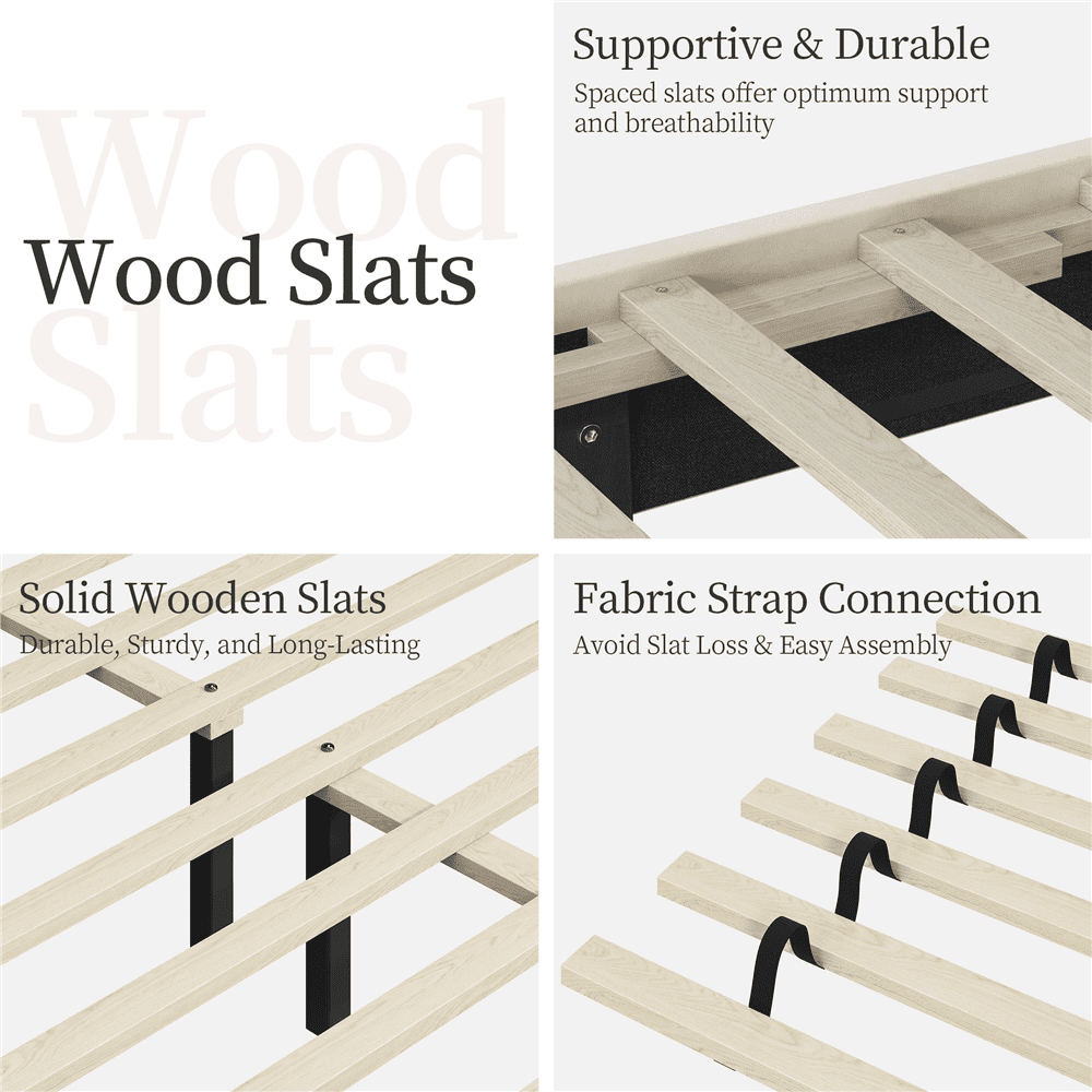 Fullfurnique Velvet Upholstered Bed Frame with Charging Outlets & USB Ports, Queen, Beige