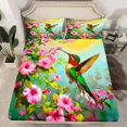 thumbnail image 2 of Manfei 3D Green Hummingbird Bed Sheets, Pink Cherry Blossoms Floral King Sheets, Teens Adult Girls Women Sheet Set, Breathable Home Decor, 4-Piece, 2 of 7