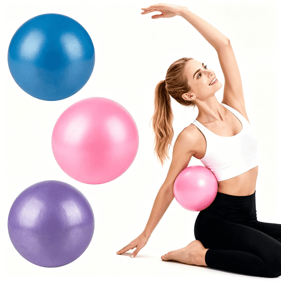 BESTSKY 3 Pcs Small Exercise Ball - 9 Inch Pilates Ball Small Yoga Ball for Stability,Physical Therapy,Fitness,Core Strength and Stretching at Home Gym Office with Inflation Straw