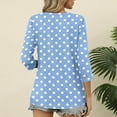 thumbnail image 4 of Staron Women's Polka Dot V-Neck 3/4 Sleeve T-Shirt Casual Fashion Printed Top Basic Comfy Relaxed Tee, Light Blue XL, 4 of 6