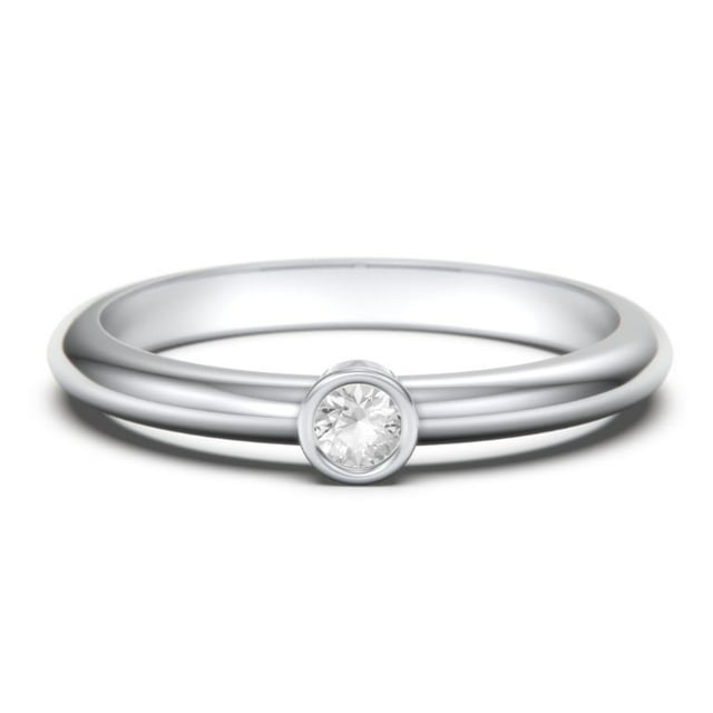 Classic Bezel Set Birthstone Ring - Cubic Zirconia / White Topaz (April)