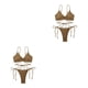 thumbnail image 3 of Yuarrent Conjunto de bikinis sexy Traje de baño de piezas con correa vinculada Traje de baño ajustable amigable con la piel Push-Up Ropa Color café S 2piezas, 3 of 6