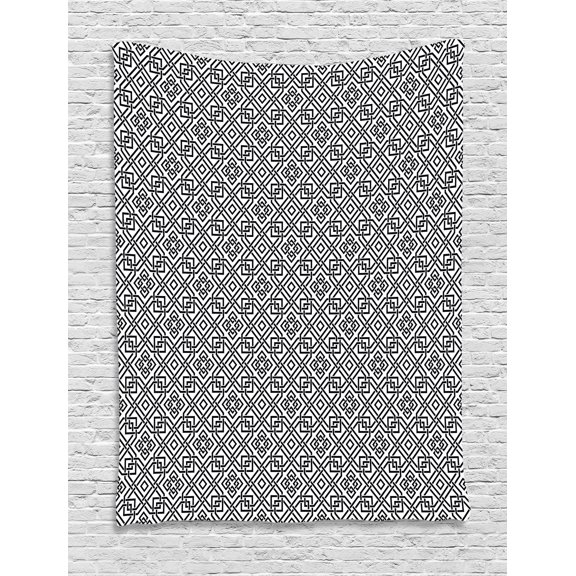 Celtic Tapestry, Illustration of Celtic Interlaced Pattern Traditional Everlasting Knot Motif, Wall Hanging for Bedroom Living Room Dorm Decor, 40W X 60L Inches, Black and White, by Ambesonne