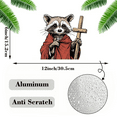 thumbnail image 2 of 1 Pcs 2D Flat License Plate Covers & Frames, Raccoon with Cross For Decorative Front, Waterproof For Decoration Aluminum License Plate Covers & Frames Cover For Men Women, 12" X 6", 2 of 7