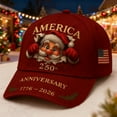 thumbnail image 5 of 1776-2026 USA 250th Christmas Patriotic Cap Holiday Eagle Emblem 50 Stars Flag This We'll Defend Snapback, 5 of 5
