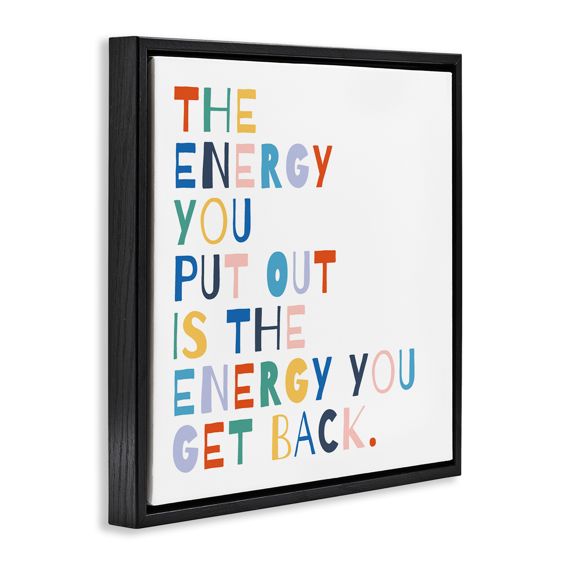 Stupell Industries Motivational Rainbow Phrase Inspirational Painting Black Floater Framed Canvas Art Print Wall Art, 25 x 25