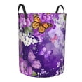 thumbnail image 2 of PHELIKA Butterflies Flowers Purple Pattern 01 Laundry Basket 65L Large Foldable Round For Dirty Clothes Toy Storage, 2 of 6