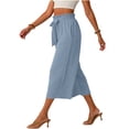 thumbnail image 5 of Audhol Gaucho Pants for Women Pants for Women Elastic Waisted Wide Leg Pants Casual Trousers with Pockets Trendy Loose for Work Wide Leg Capri Pants for Women Light Blue L, 5 of 6