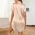 thumbnail image 4 of Purcolt Nightgowns for Women Soft Satin Button Down Collared Sleep Shirtdress Short Sleeve Mini Nightshirt Boyfriend Pajamas Nightdress, 4 of 8