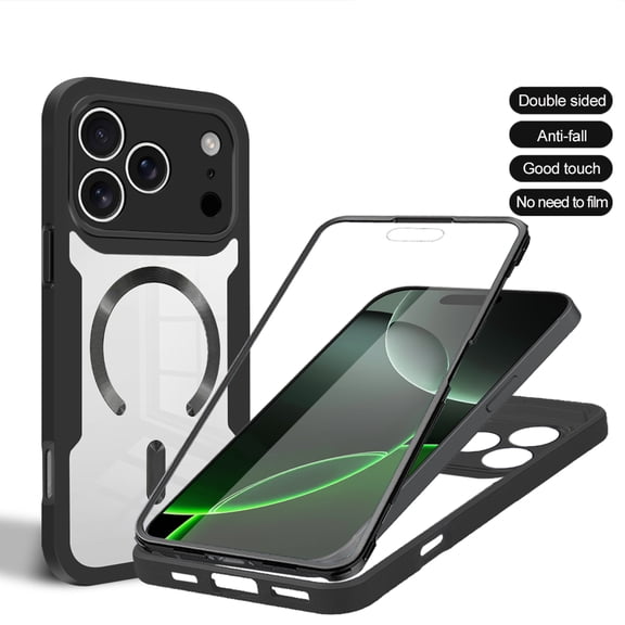 Dteck Full Body Protection Case for iPhone 18 Pro Max,Shockproof TPU PC Case Compatible with Mag Safe Built-in Screen Protector Cover for iPhone 18 Pro Max,Black
