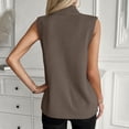 thumbnail image 6 of Fewfanhot Women's Mock Neck Knit Sleeveless Vest, Asymmetrical Wrap Split Sweater Tank, Casual Loose Fit Knitwear Top, S-XL, 6 of 7