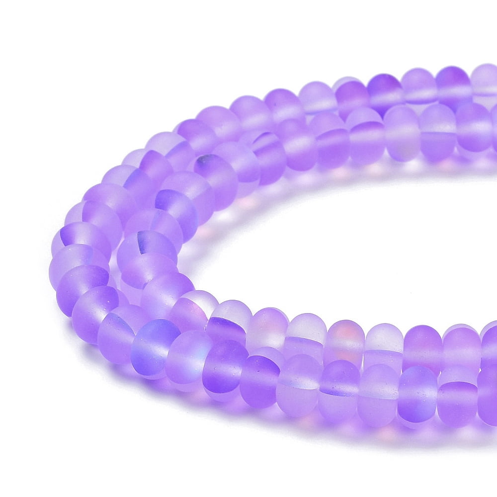 Frosted Transparent Glass Beads Strands Rondelle Lilac 8x5mm Hole: 1mm about 75pcs/strand 14.96''(38cm)