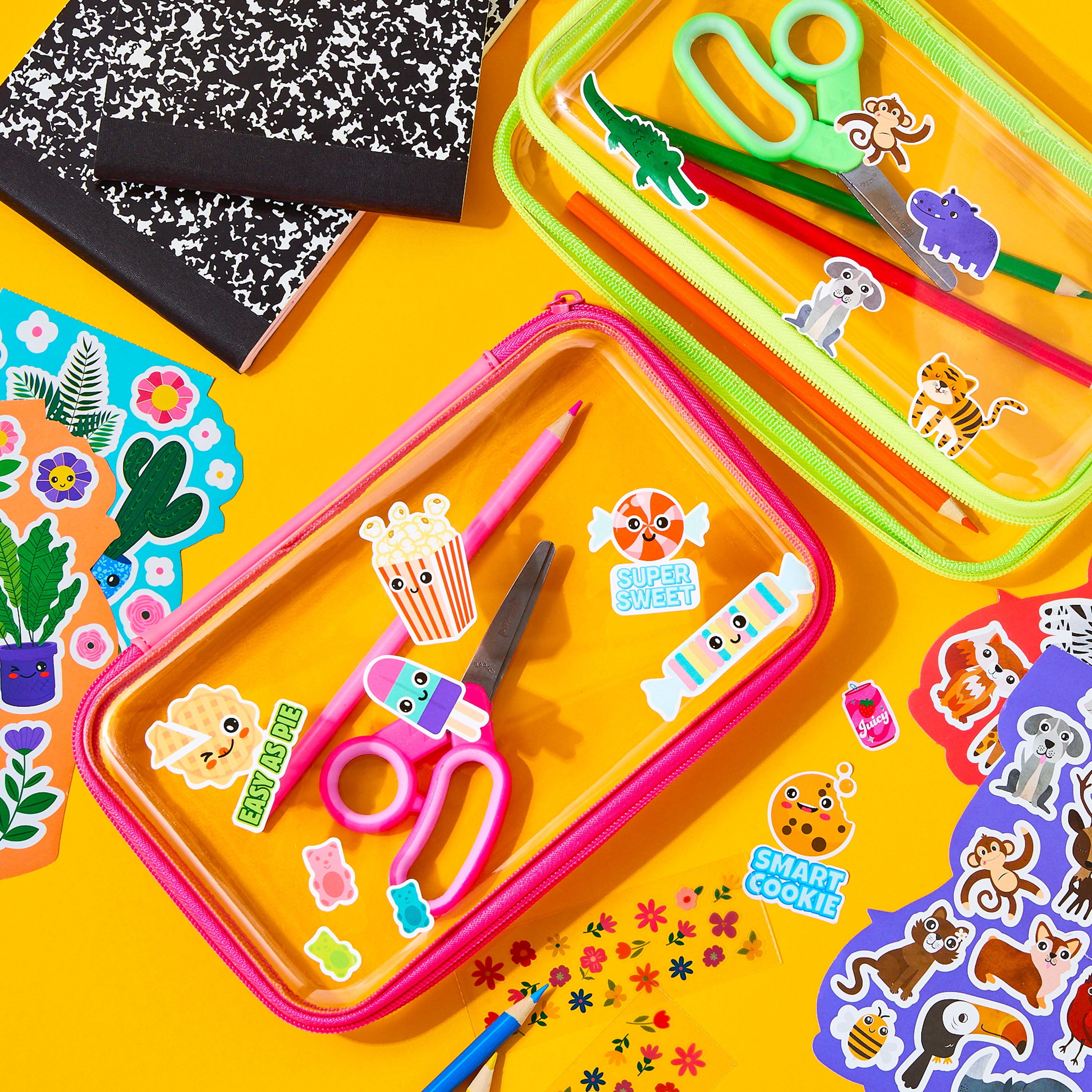 Hello Hobby Back to School Composition Sticker Book, 8 Sheets