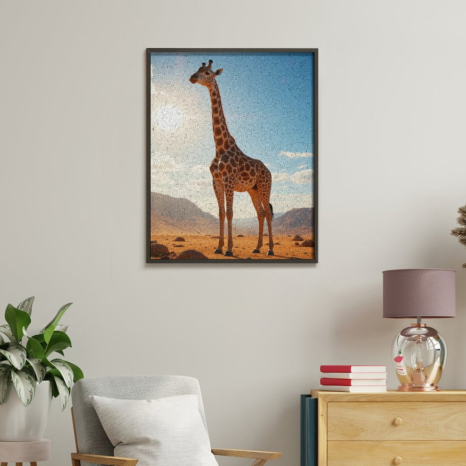 Paint by Numbers Kit for Adults, Giraffe Desert Sun Sky Landscape Paint by Numbers, Easy Paint by Numbers Kit for Adults Beginner, DIY Adult Paint by Number Kits on Canvas, Home Decor