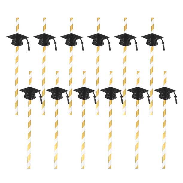 24pcs graduación Papel Papel Papel Papel de graduación Paja Beber Paja Suministros de fiesta
