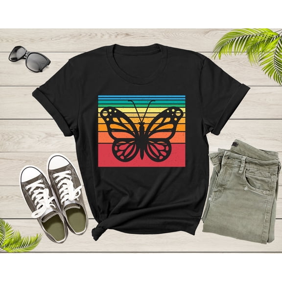 Retro Butterfly Lovers Botanical Gift For Women Girl Shirt Vintage Butterfly Shirt Butterfly Lover Cute Butterfly Insect Tshirt