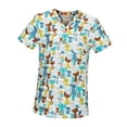 thumbnail image 2 of Uniforme de enfermera Strade Fareast Limited Top exfoliante cuello en V Patrón de gato s, 2 of 8