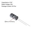 thumbnail image 2 of Uxcell 6.3x11mm 47uF 50V 105C Capacitores electrolíticos de aluminio de alta temperatura 50 paquetes, 2 of 5