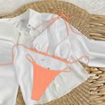 thumbnail image 3 of IYYVV Women's Bikini Set Solid Color Two Piece Swimsuit Halter Top Side Tie Bottom Bathing Suit Saffron L, 3 of 3