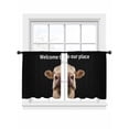 thumbnail image 2 of Funny Cow Sheer Curtains 54 Inches Length 2 Panels Set, Window Sheer Curtains for Living Room/Bedroom, Welcome To OUR Place Modern Retro Light Filtering Rod Pocket Curtain 52''x54''x2, 2 of 8