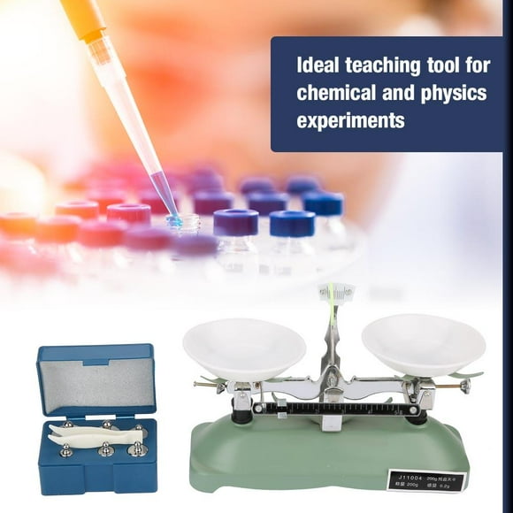 Rdeghly Lab Mechanical Balance,200g/0.2g Mechanical Tray Balance Scale with Weights Chemical Physics Laboratory Teaching Tool, Lab Mechanical Balance Scale