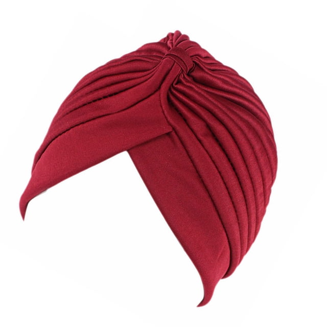 keepw Bandanas Femmes Turban Extensible Chapeau Musulman Chaîne Femme Turban de Chimiothérapie Bonnet Indien Noué Adulte Tête pour Femmes Rouge Vin