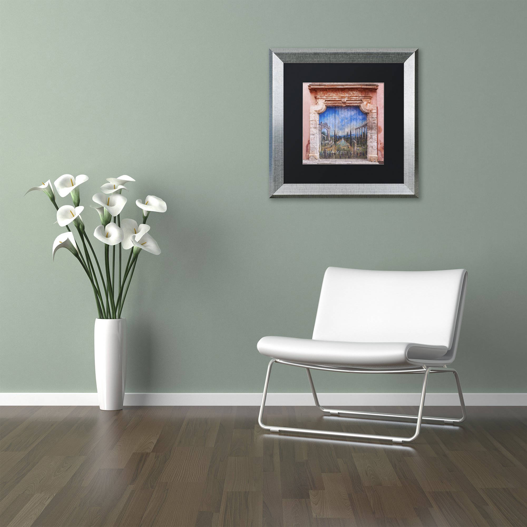 Trademark Fine Art 'Old Painted Door' Canvas Art by Michael Blanchette Photography, Black Matte, Silver Frame