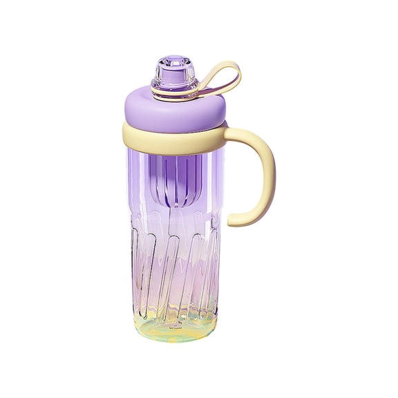 Cinvoph Large Capacity Water Bottle With Straw & Handle Leak Proof Bright Color Drink Bottle for Office Camping Workout 16oz, Purple