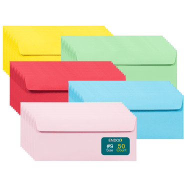 #9 Multicolor Envelopes Self Seal, 50/pack, Colored Envelopes Letter Size 3 7/8 x 8 7/8 inch, Business Envelopes for Cards, Invitations, Holiday, Postcards, Gifts, 32lb Paper, Colorful Envelopes #9