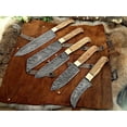 thumbnail image 5 of 5 pieces chef knives set, overall 54 inches full tang hand forged Damascus steel blade, custom made leather sheath, 5 of 5