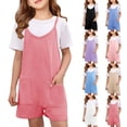 thumbnail image 3 of Ruyang Girls Rompers Wide Leg Shortalls Spaghetti Strap Jumpsuits Sleeveless Overalls Loose Short Rompers Wide Leg Jumpsuits, 3 of 8