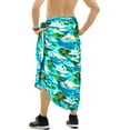 thumbnail image 3 of LA LEELA Men's Swim Bath Trunk Swimsuit Regular Surfing Swimwear Sarong Long Pareo Wrap One Size Lapis, Beach Summer Vacation Party, 3 of 4