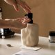 thumbnail image 2 of Modern Ceramic Soap Dispenser, Beige Speckled Finish, Black Pump Top, Refillable Liquid Container for Bathroom Kitchen(440 ml), 2 of 5