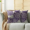 thumbnail image 2 of Purple Flower Pillow Covers 18X18 Inch Set of 2, Grey Gray Dahlia Floral Spring Summer Cream Decorative Throw Pillow Covers Outdoor Modern Farmhouse Cushion Case for Home Couch Sofa Bed Decor, 2 of 5