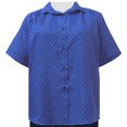 thumbnail image 1 of A Personal Touch Women's Plus Size Short Sleeve Button-Up Print Blouse with Shirring - Blue Floating Leaves - 5X, 1 of 3