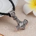 thumbnail image 4 of Viking Silver Hammer Necklace Mjolnir Amulet Pendant Rope Nordic Icelandic Dragon Fenrir Medallion Thor Ouroboros Celtic Goth Gothic Pendant Necklace, 4 of 8