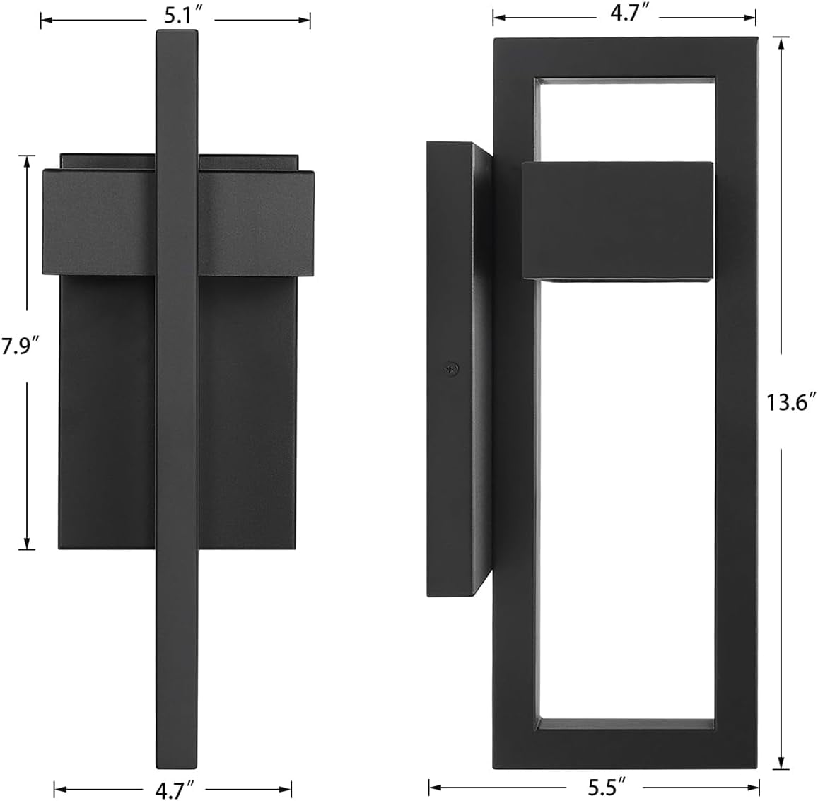 Modern Wall Lights Exterior Lighting Fixtures 3000K LED Outdoor Wall Sconce Outside Wall Mount Lights for Porch Front Door House Garage Indoor Black 2PCS