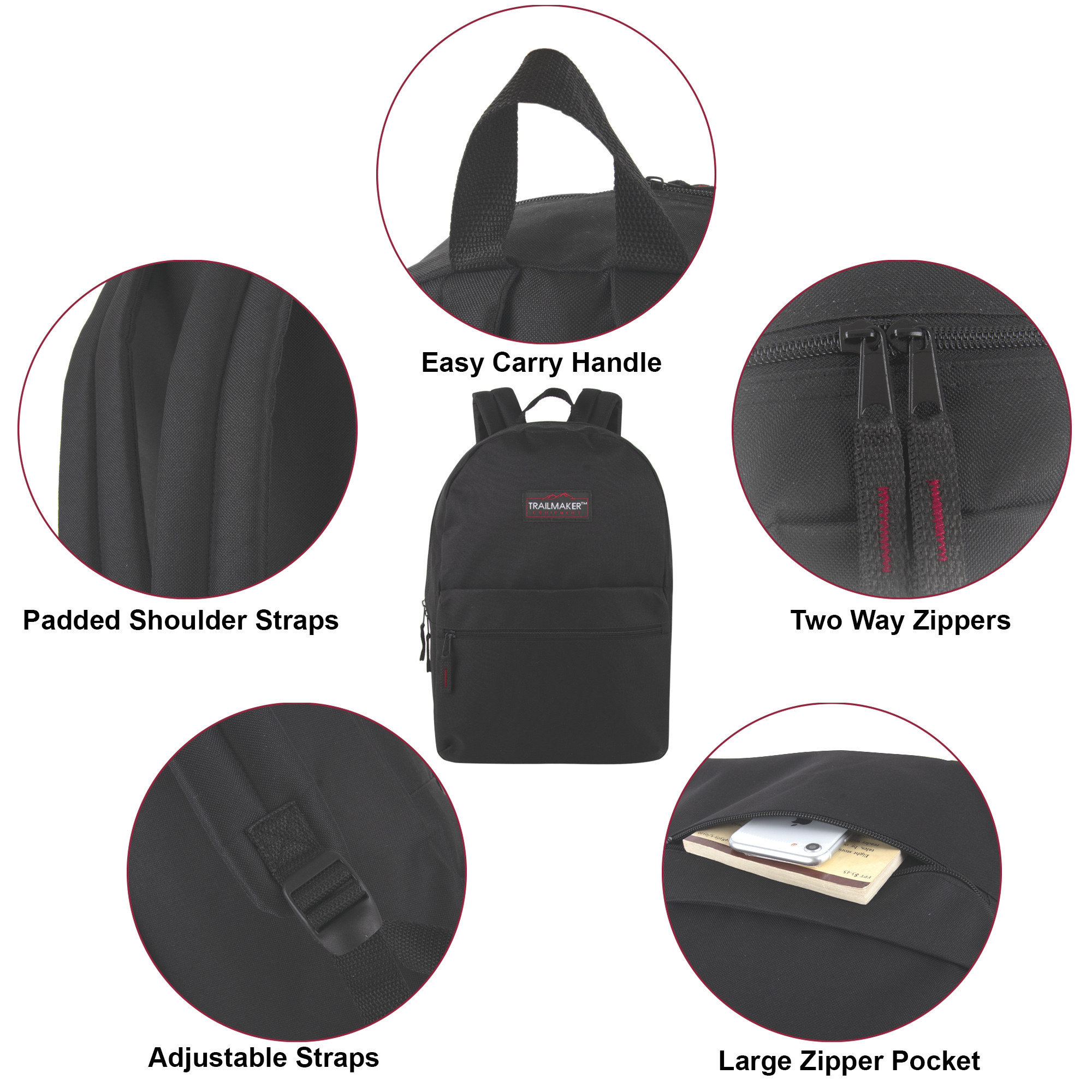 Trailmaker Classic Solid Color 17 Inch Backpack photo 4