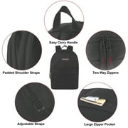Classic Solid Color 17 Inch Backpack with Front Zipper Accessory Pocket, Dual Zipper Closure & Padded Shoulder Straps for Work, Office, Gym, Sports, Travel, Commute & Recreation in Black