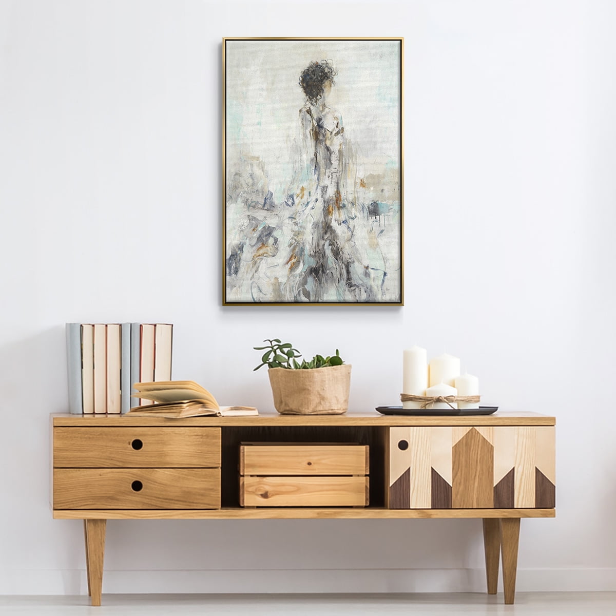 Romantic Reflection II Framed Premium Gallery Wrapped Canvas - Ready to Hang - 27 x 41 - Gold Floating Frame