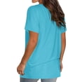 thumbnail image 4 of XFLWAM Womens Summer Tie Dye Gradient Short Sleeve T Shirts Ombre V Neck Tops Loose Fit Blue S, 4 of 6
