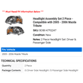 thumbnail image 2 of Headlight Assembly Set 2 Piece - Compatible with 2005 - 2006 Mazda Tribute, 2 of 2